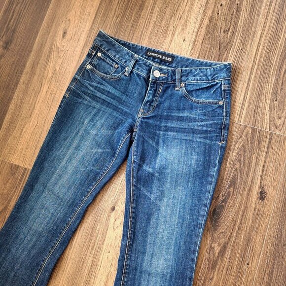 💙 Express Stella Boot Low Rise Jeans Denim Size 4R Western Cowgirl - Picture 5 of 8
